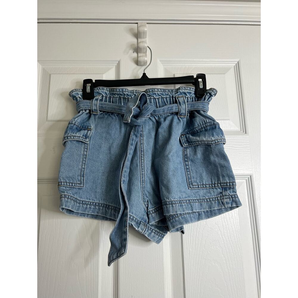 PacSun Paperbag Light Wash Cargo Denim Shorts Sz: Small